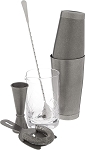 Mercer M37131VN - Barfly Cocktail Mixing Set, 5-piece, vintage stainless finish, color gift box